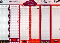 Calendrier perpétuel dates importantes en couple – format a3 – inscriptible