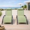 Cali lot de 2 transats ajustables gris et kaki