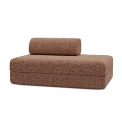 Canapé droit modulable et convertible 2 places - tissu tweed Rouge