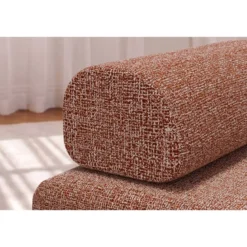 Canapé droit modulable et convertible 2 places - tissu tweed Rouge