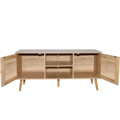 Cange buffet avec portes effeffet cannage et 2 niches 120 cm