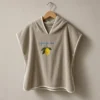 Cape de bain bébé à capuche, éponge 70 x 70 cm, broderie citron