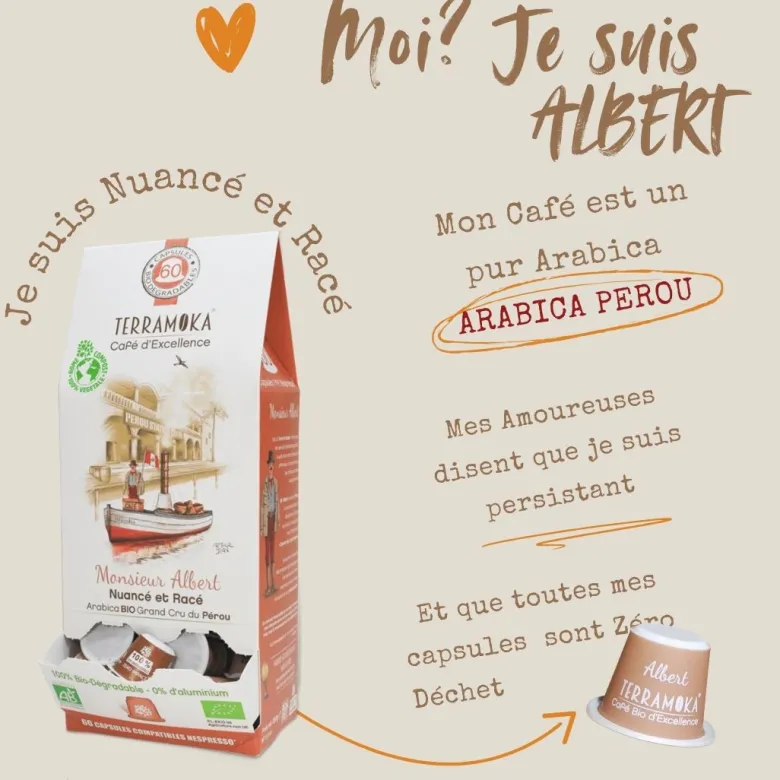 60 capsules nespresso® home compost en café bio du pérou