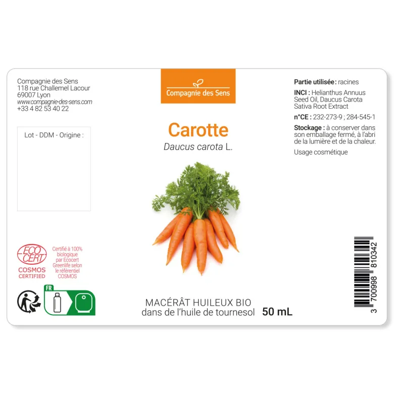 Carotte - macérât huileux bio - 100ml - flacon en verre