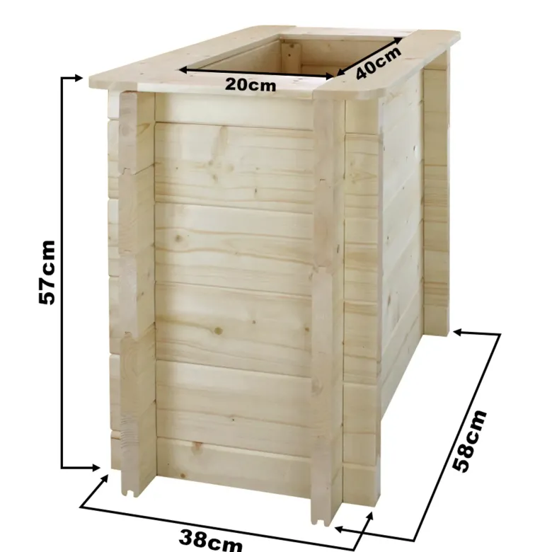 Carre potager exterieur bois - 58x38xh57 cm
