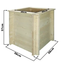 Carre potager exterieur bois - 58x58xh57 cm