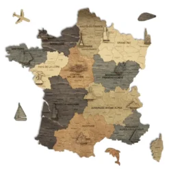 Carte de france en bois 2d graphite
