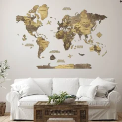 Carte du monde en bois 3d chocolate m