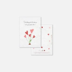 Carte à planter - bouquet de cœurs