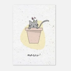 Carte à planter - chat merci
