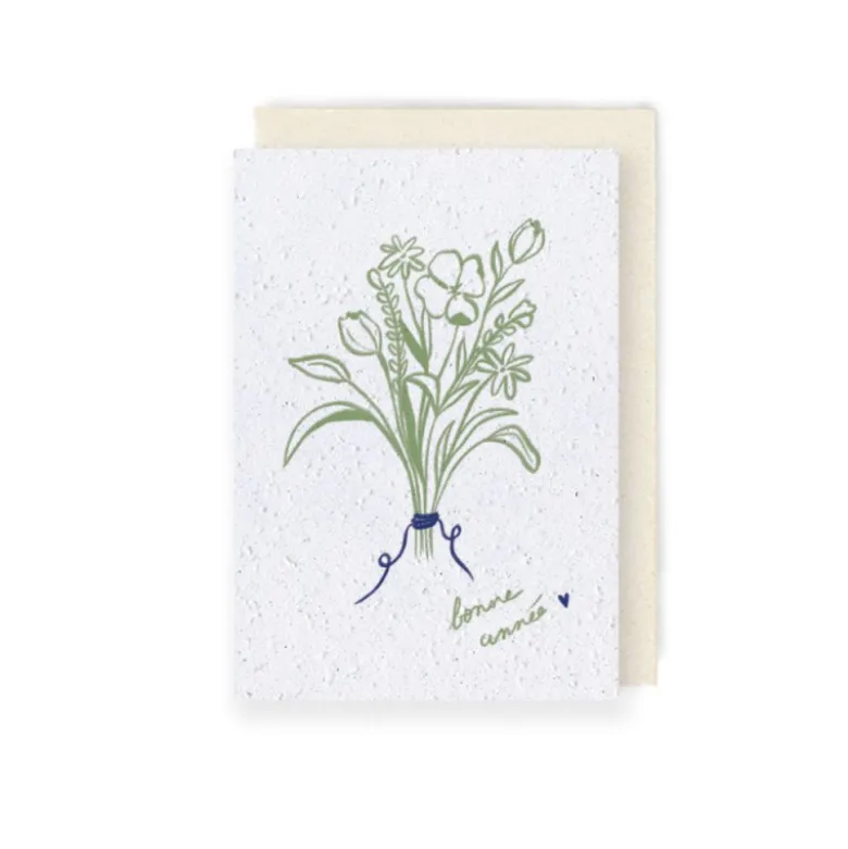 Carte à planter, douce pensée “bonne année” vert