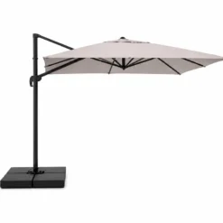 Cezir parasol rectangulaire 3x4 déporté rotatif gris en aluminium