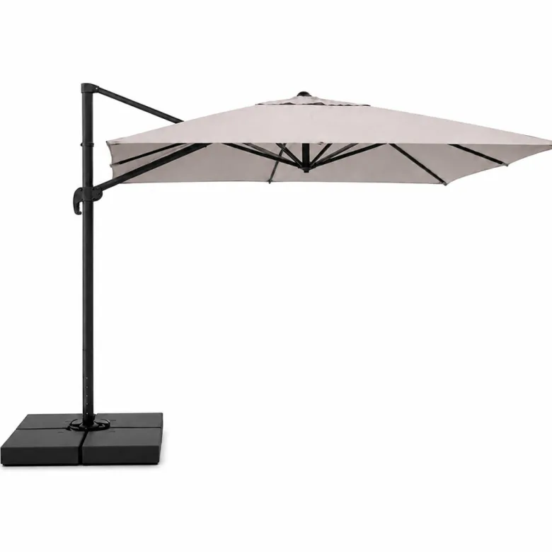 Cezir parasol rectangulaire 3x4 déporté rotatif gris en aluminium