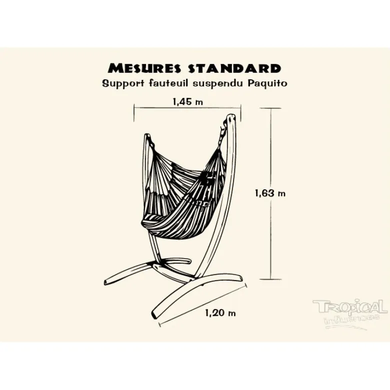 Chaise hamac noir xl avec support bois