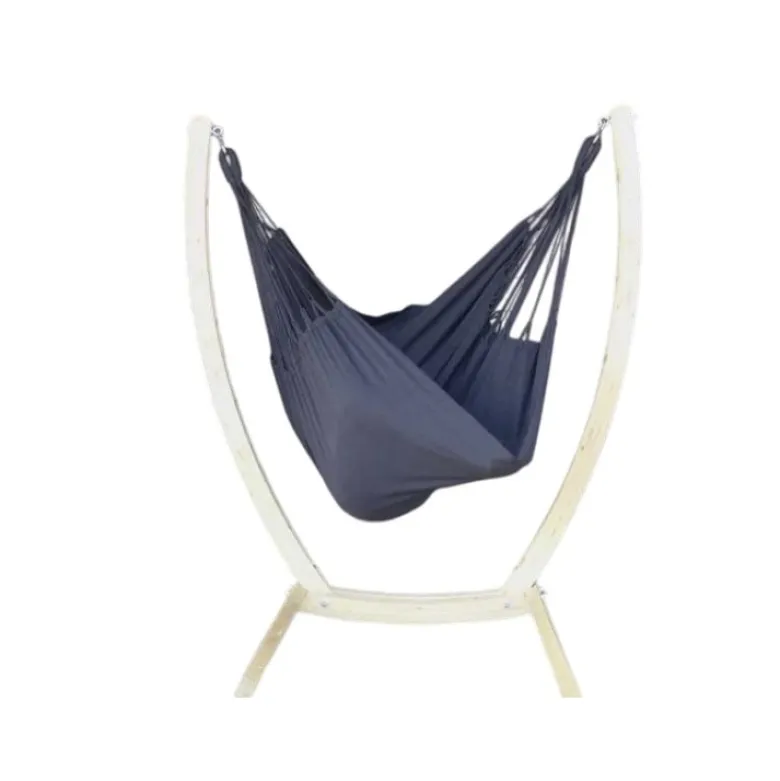 Chaise hamac noir xl avec support bois
