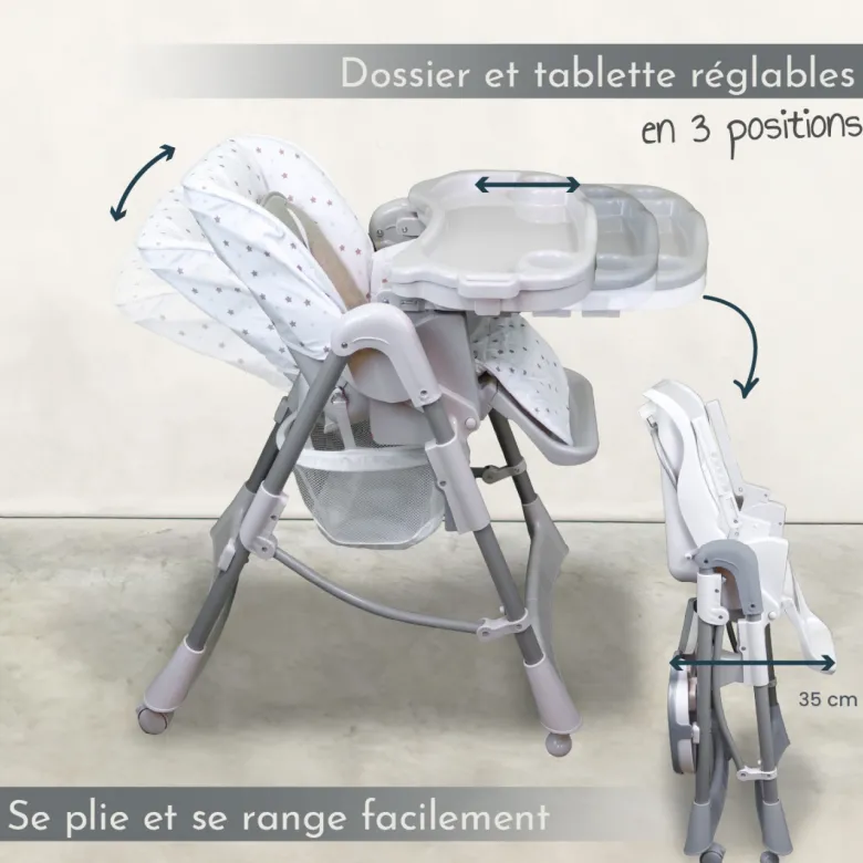 Chaise haute bébé pliable - étoile