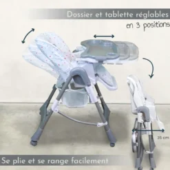 Chaise haute bébé pliable étoile colorée