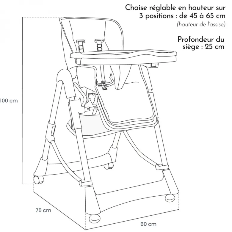 Chaise haute bébé pliable étoile colorée