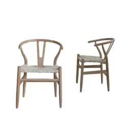 2 chaises en mindi massif assise tisssée