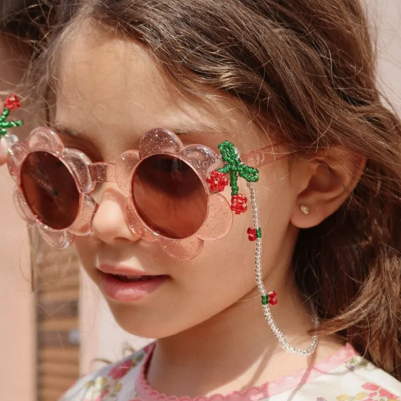 Chaîne de perles pour lunettes de soleil enfant cherry
