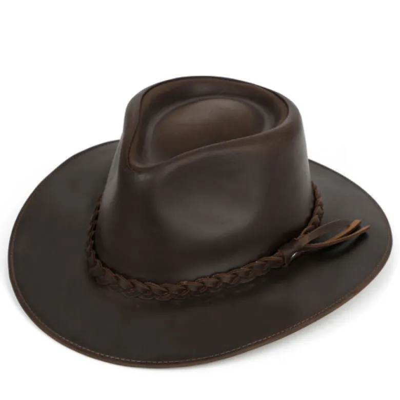 Chapeau en cuir marron XL