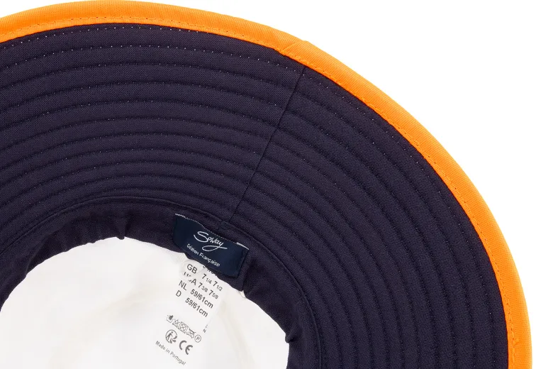 Chapeau mixte bord 10cm certifié anti-uv upf50+ et anti-chaleur orange 55/57