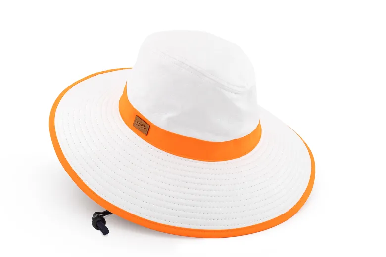 Chapeau mixte bord 10cm certifié anti-uv upf50+ et anti-chaleur orange 55/57
