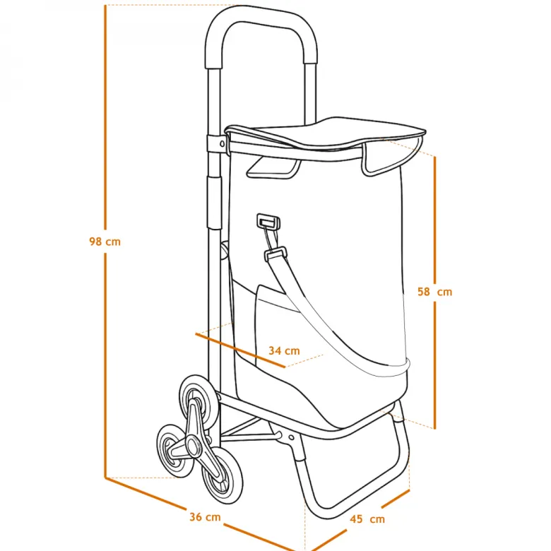 Chariot de courses pliable en aluminium
