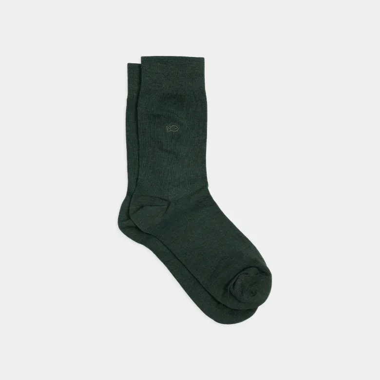 Chaussettes en bambou vert foncé