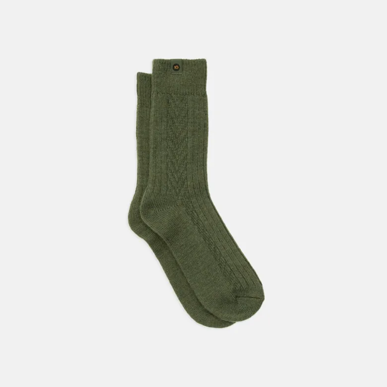 Chaussettes en laine vert kaki