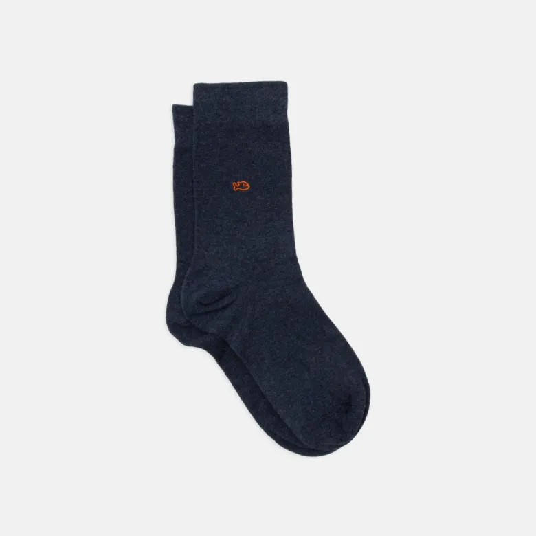 Chaussettes unies bleu chiné