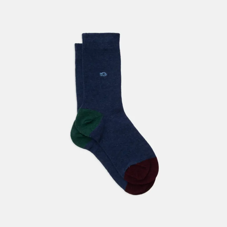 Chaussettes unies bleu (vert-bordeaux)