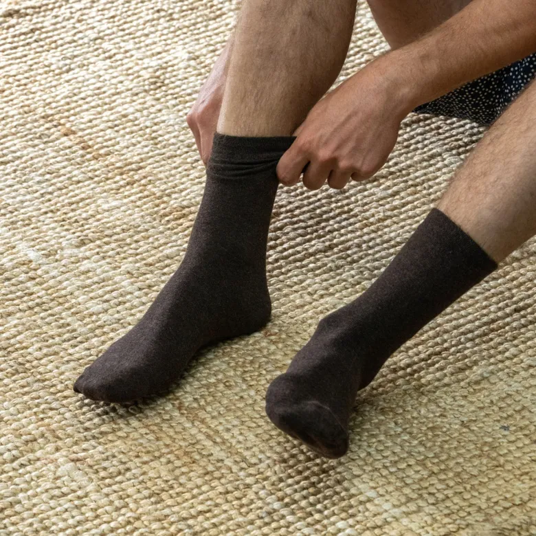 Chaussettes unies châtaigne