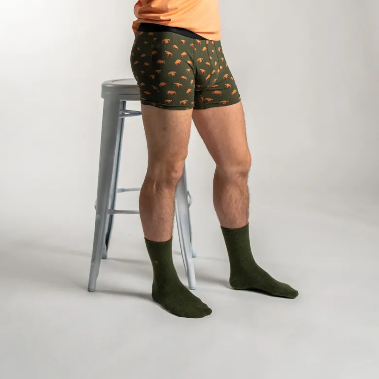 Chaussettes unies kaki foncé