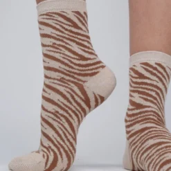 Chaussettes zèbre beige