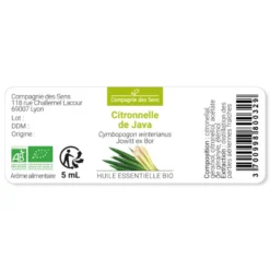 Citronnelle de java - huile essentielle bio - 5ml garantie chromacert® - chémoty