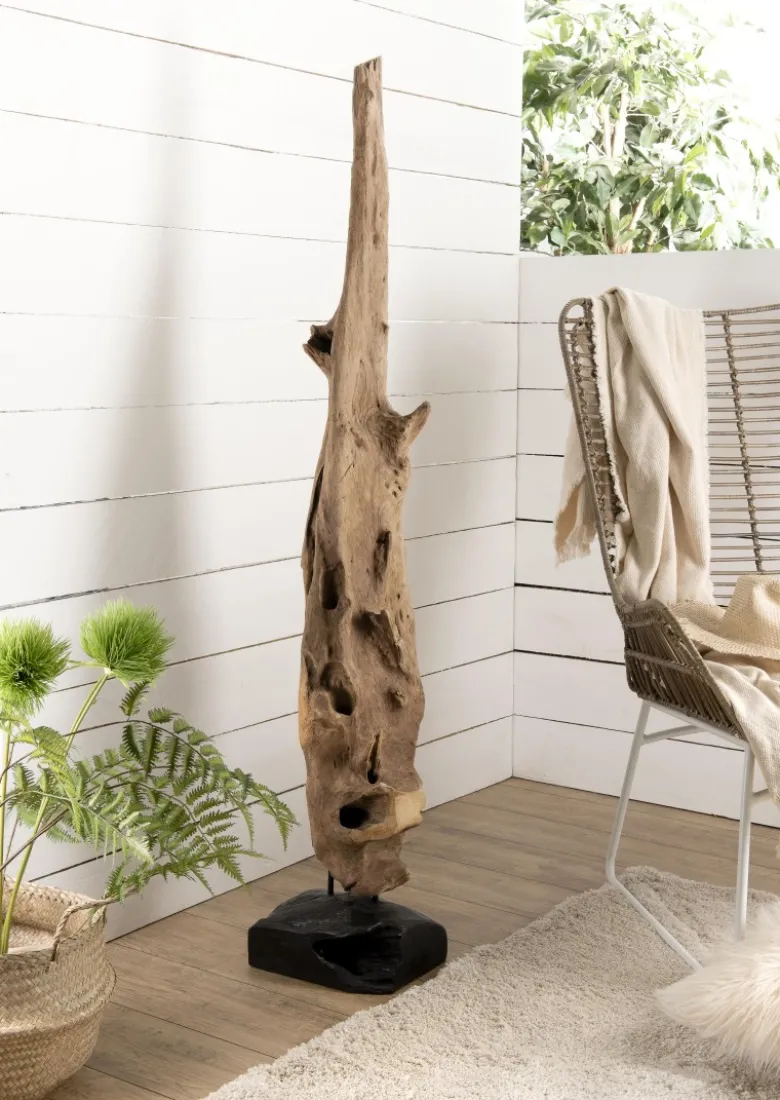 Clara - objet décoration bois teck branche naturelle 'l'