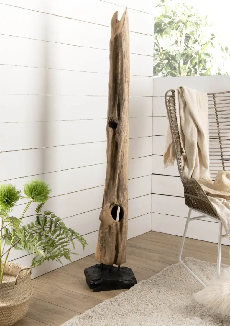 Clara - objet décoration bois teck branche naturelle 'l'