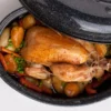 Cocotte en acier émaillé + grille + livre de recette, roaster - 4l - graniteware