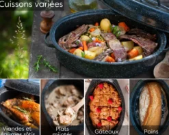 Cocotte ovale en acier émaillé, roaster - 2,2l - graniteware