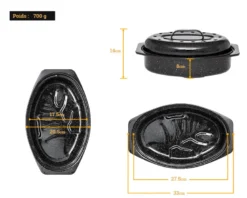 Cocotte ovale en acier émaillé, roaster - 2,2l - graniteware