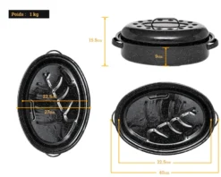 Cocotte ovale en acier émaillé, roaster - 4l - graniteware