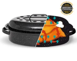 Cocotte ovale en acier émaillé, roaster - 4l - graniteware