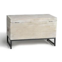 Coffre bois blanc - poméline décoration
