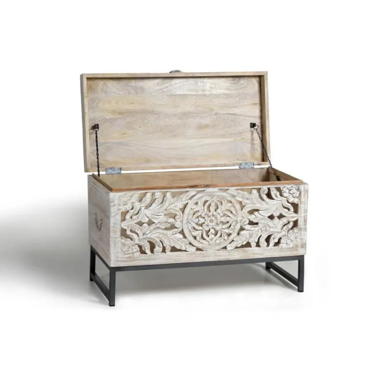 Coffre bois blanc - poméline décoration