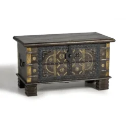 Coffre bronze bois marron - décoration