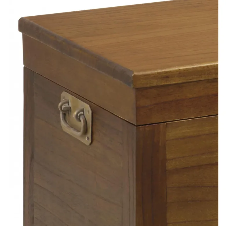 Coffre 2 tiroirs bronze bois marron -