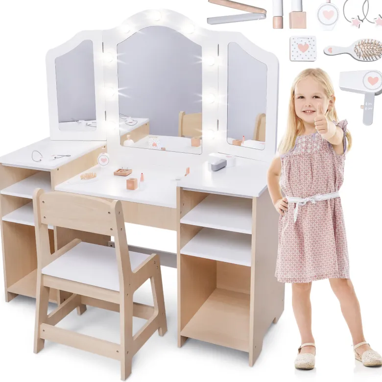 Coiffeuse enfant bureau, led accessoires
