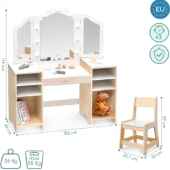 Coiffeuse enfant bureau, led accessoires