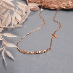 Collier golden cube en acier inox doré